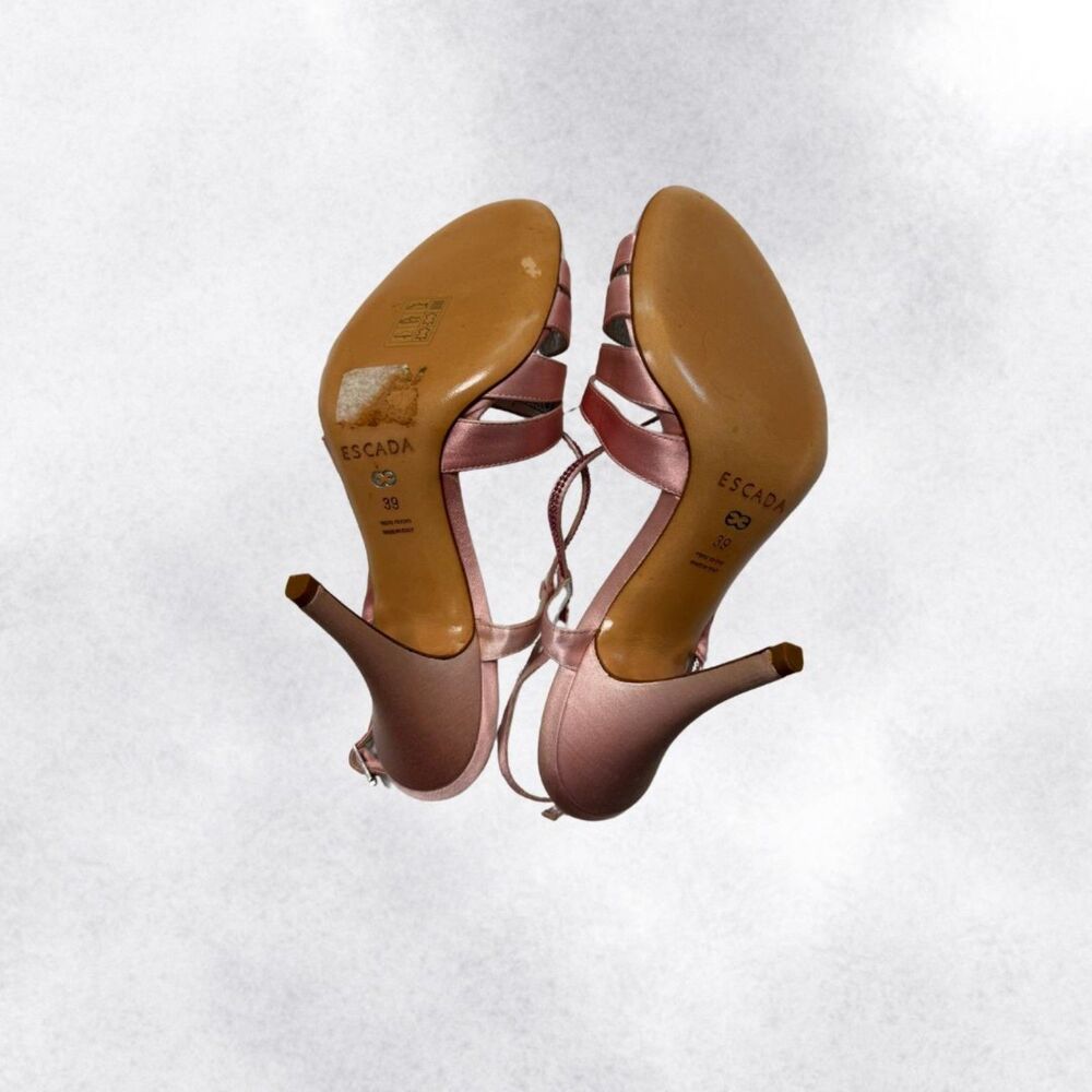 Escada Pink Strappy Sandal Heels with Pink Crystals Size 8.5 - Picture 7 of 8